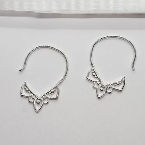 Mandala Yogi Tribal Boho Earrings Hoop Silver Toned 1.25"